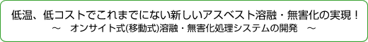 低温、低コストでこれまでにない新しいアスベスト溶融・無害化の実現